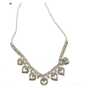 Vintage; Sterling Silver; Diamond Heart Necklace